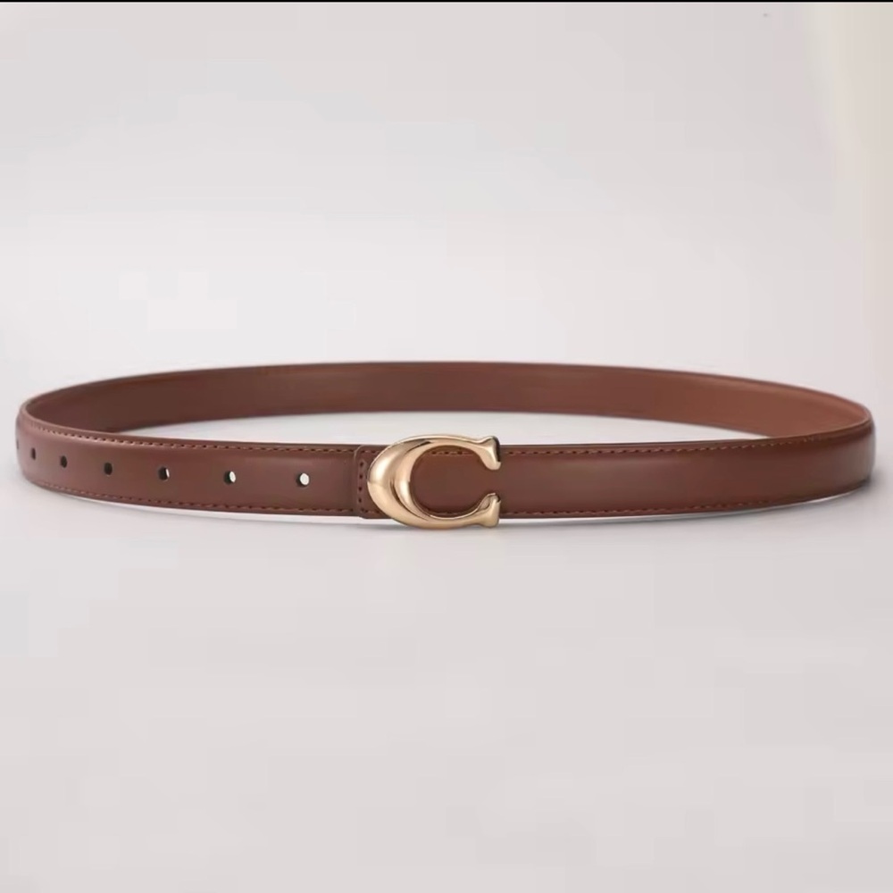 Women’s Belt with Gold 'C' Buckle - Brown